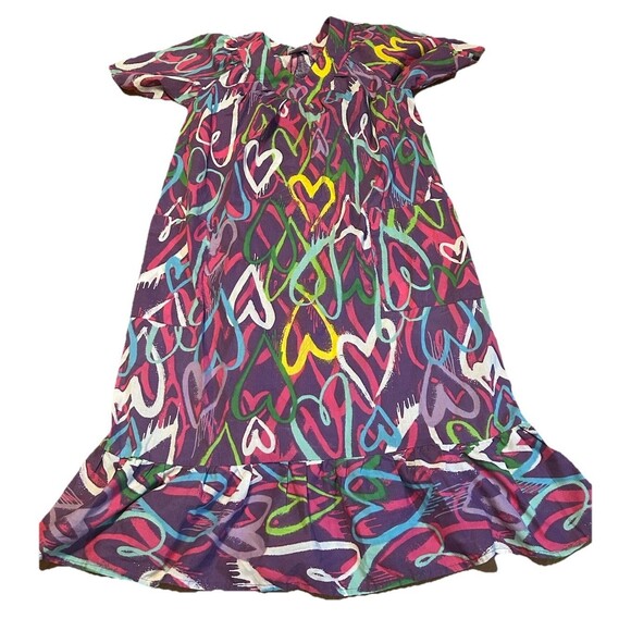 Anthony Richards Colorful Heart Print Lounge Dress Women’s SP Short Sleeve - Picture 1 of 3